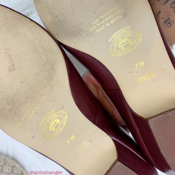 Etienne Aigner Vintage Oxblood Leather Flats Women’s Size 7 M Pointed Toe Kitten - Picture 7 of 8